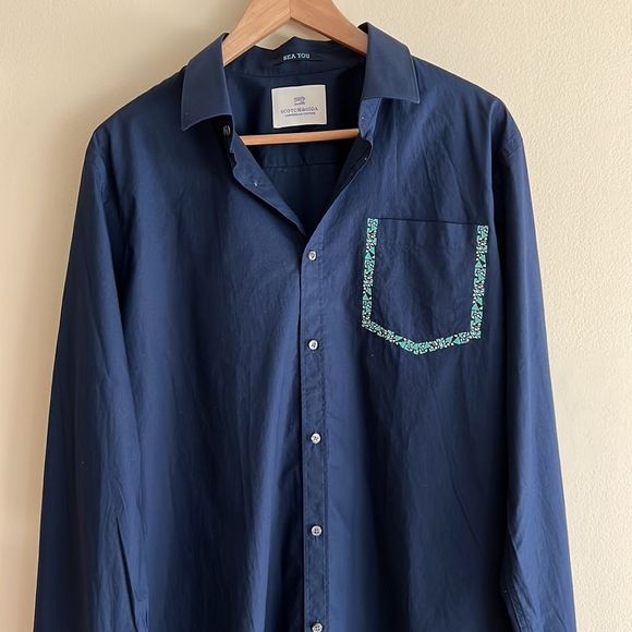 Scotch & Soda Casual Button Down Navy Shirt Size XL - Picture 3 of 8